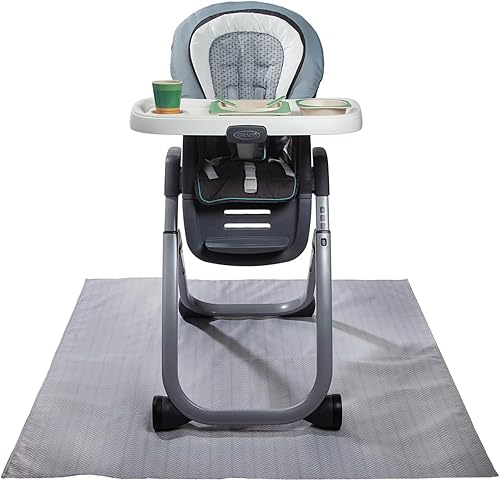Graco Tapete para debajo de la silla alta, transparente, impermeable y lavable, de plástico atrapa alimentos y derrames, cubierta de piso de 50