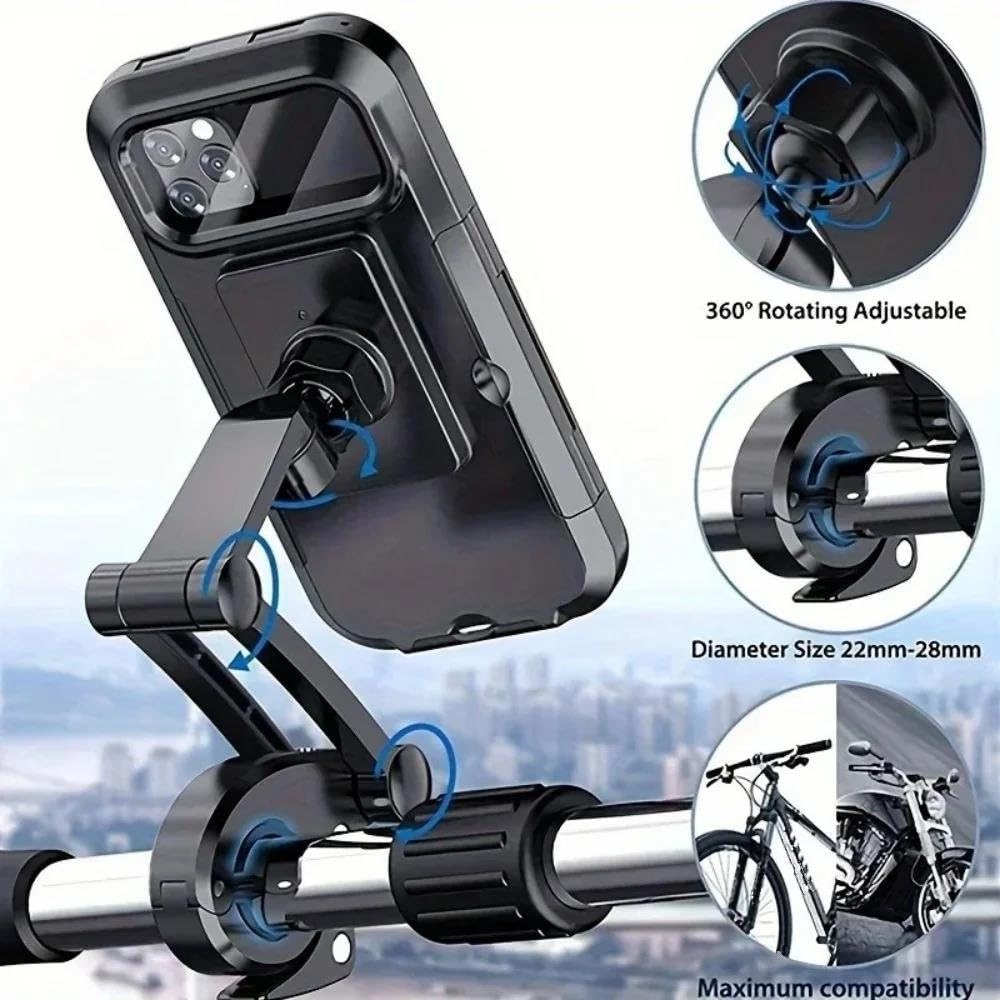 Supporto Telefono Bici/Moto Regolabile 360° Rotante Impermeabile Anti-Urto Supporto Telefono Schermo Tattile Retrattile