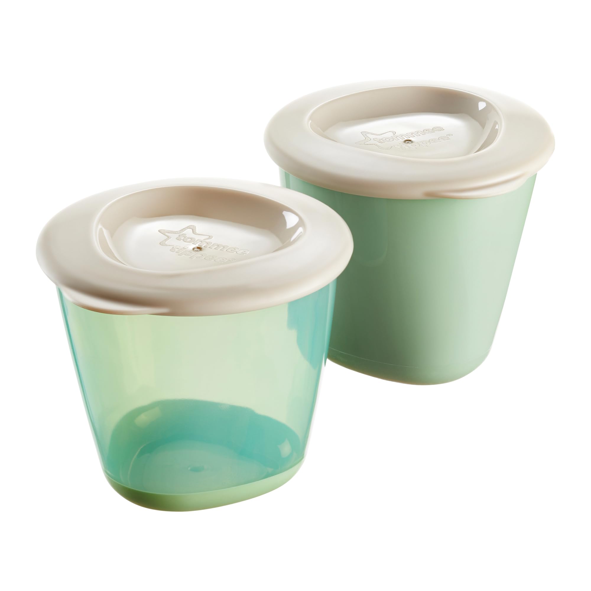 Tommee Tippee Pop Up Weaning Pots with Lids - 2-Pack Baby Food Storage Containers for Freezing, Feeding & Weaning - Easy Push-Up Design, Leak-Proof, Portable & Travel-Friendly - Blue
