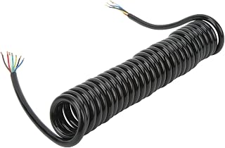 Cable en Espiral de Extensión para Remolque, 12,8 Pies, 20 AWG, 7 Núcleos, para Grúa, RV, Cobre de Poliuretano