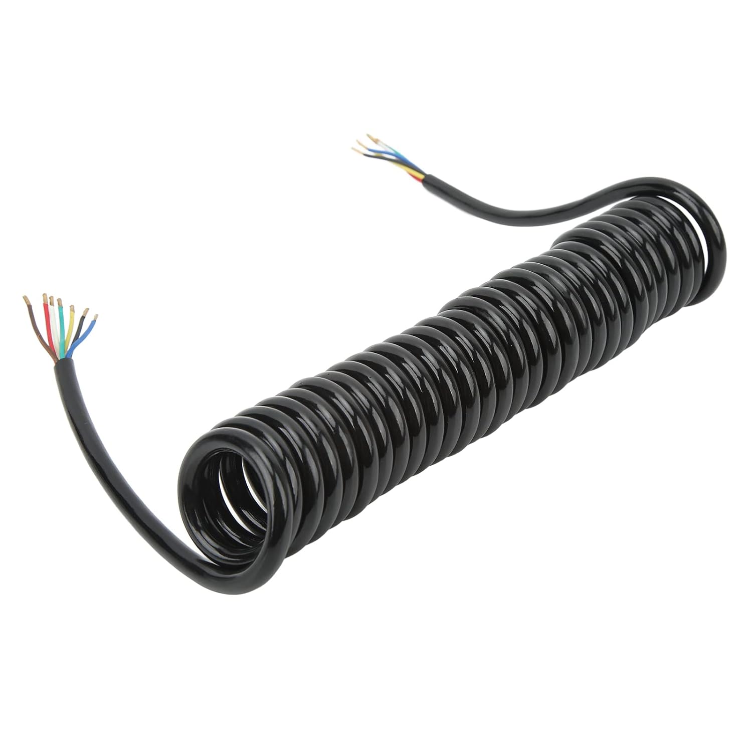 Trailer Wire Extension Coiled Cable, 12.8ft 20AWG 7 Core Polyurethane Copper Trailer Extension Cable for Tow Truck RV, Suitable for Car, Solar, Inverter