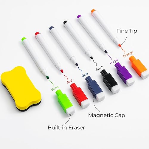 Miniatura 5 de M&G Pizarra magnética de borrado en seco para refrigerador, pizarra blanca de 16 x 12 pulgadas para cocina, juego de pizarra blanca para