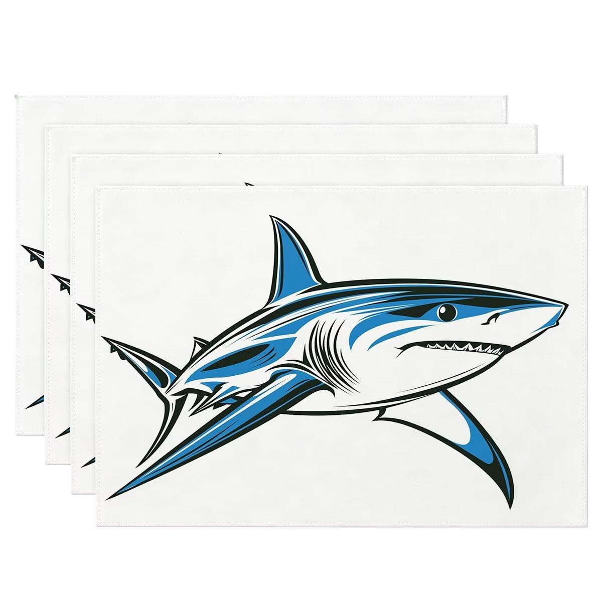 Dessous de table pour petit déjeuner en lin blanc avec requin