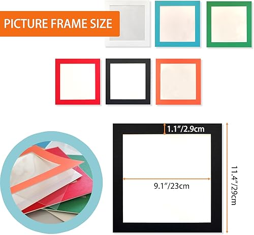 Miniatura 3 de Juego de 6 portarretratos de 10 x 10 pulgadas, para montaje en pared con membrana de plástico transparente, multicolor, no necesita clavos