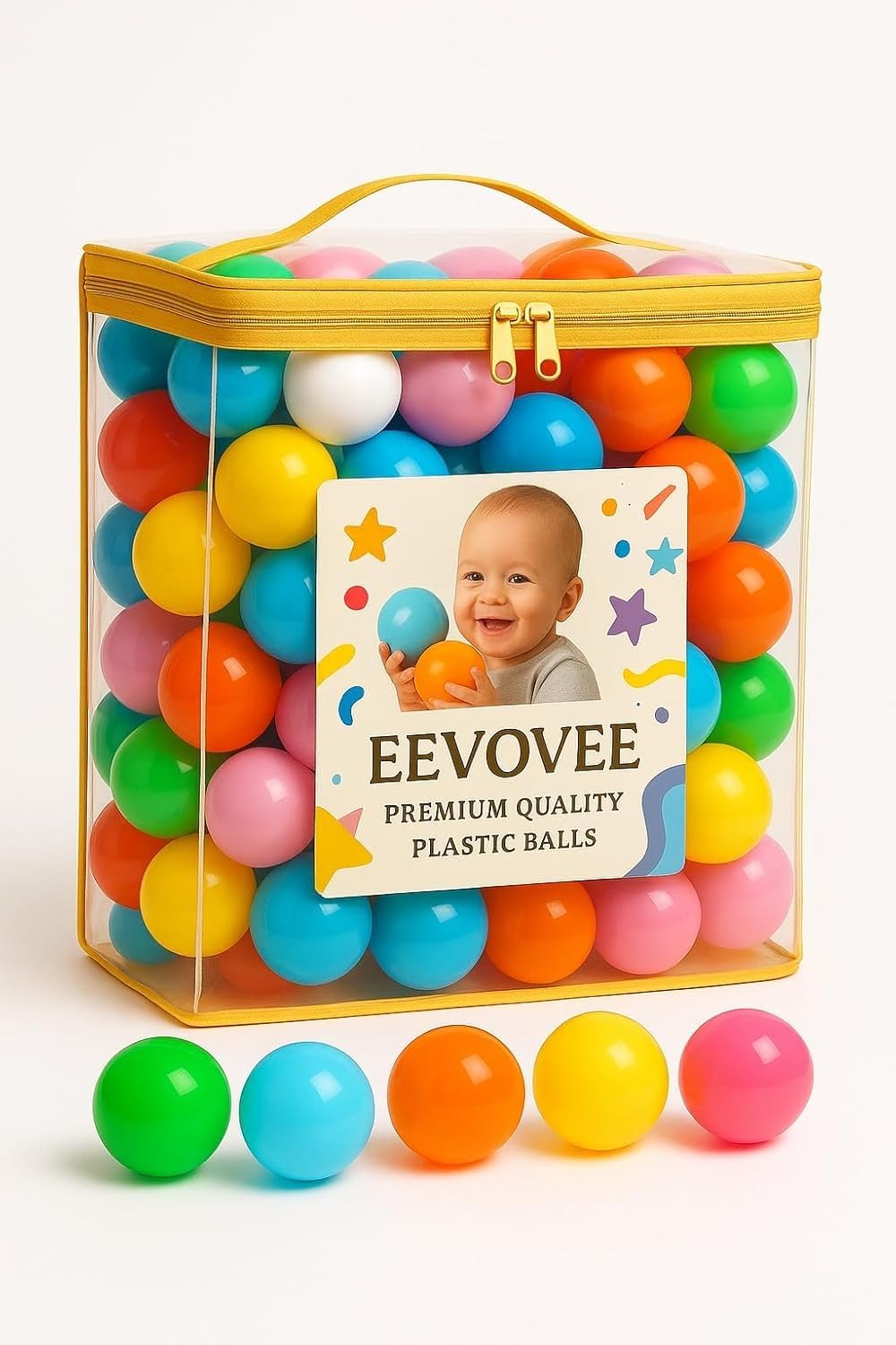 EEVOVEE, 48 PCS 2Cm Soft and Safe Multi Colour Fun Packed Plastic Pool Balls, Plastic Balls for Kids-image-23