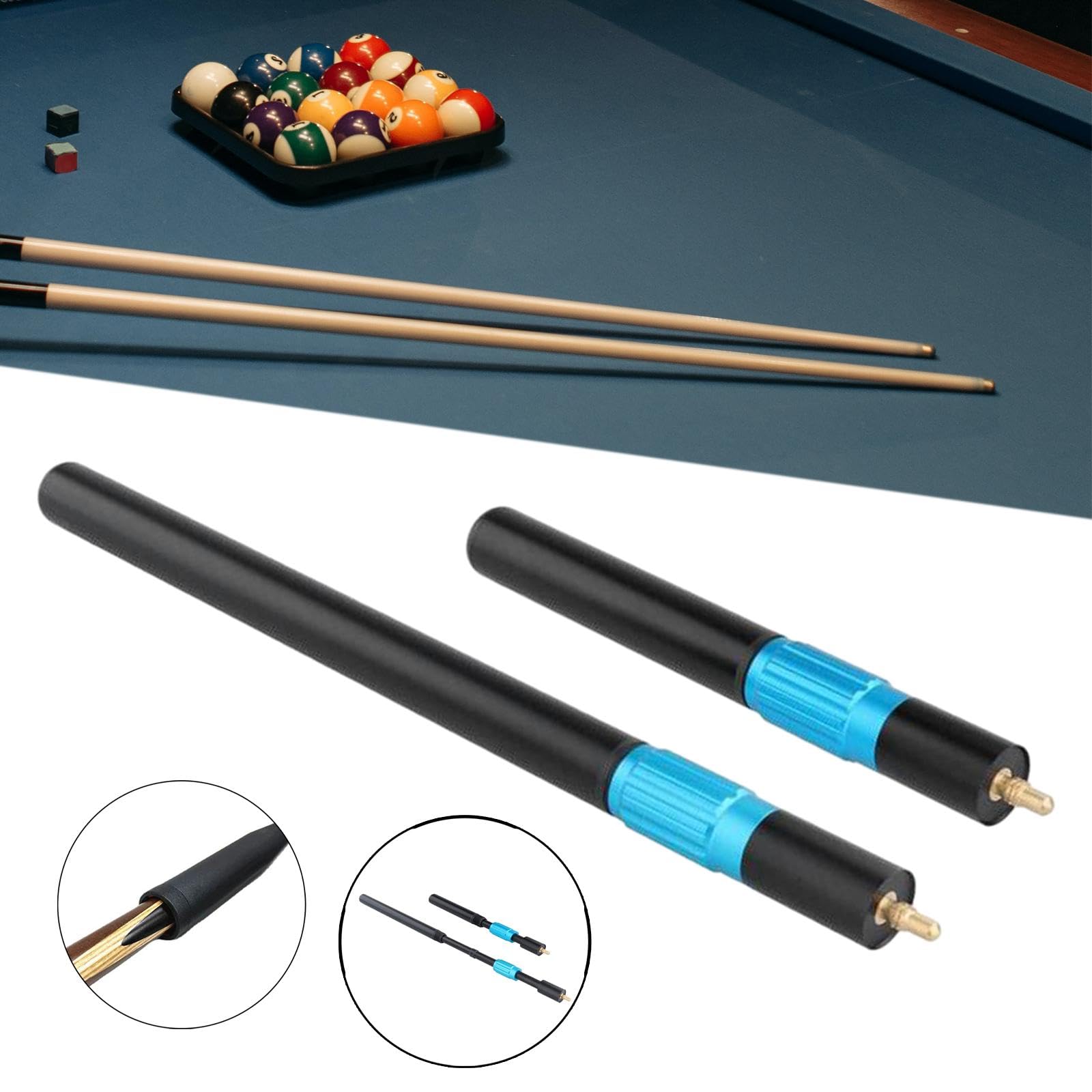 Extension De Queue De Billard Télescopique 2 Pièces - Allonge Queue Snooker Et Billard Américain En Alliage D'Aluminium, 9 Et 17 Pouces