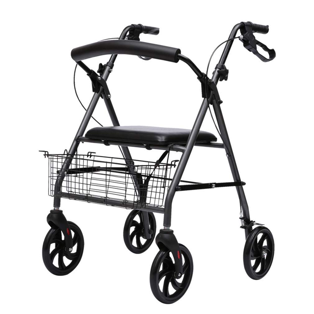 Przenośny chodzik Rollator, składane pomoce ułatwiające poruszanie się, chodzik z wygodnym oparciem, podwójny układ hamulcowy, używany do chodzenia seniorów Interesting