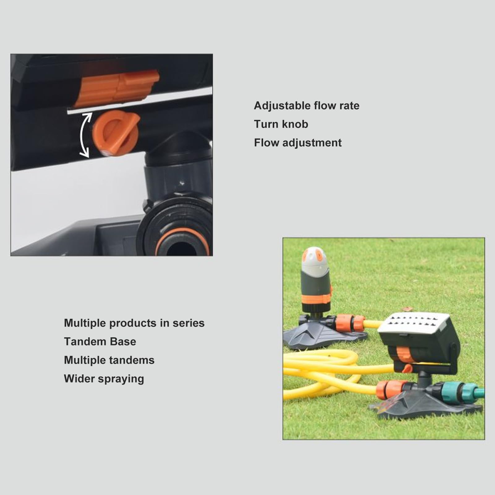 Irrigatore Oscillante, Irrigatore per Prato con Oscillazione Turbo con Ugelli a 16 Fori, Irrigatore per Acqua Automatico a 4 Modalità, Dispositivo di Irrigazione per Irrigatore