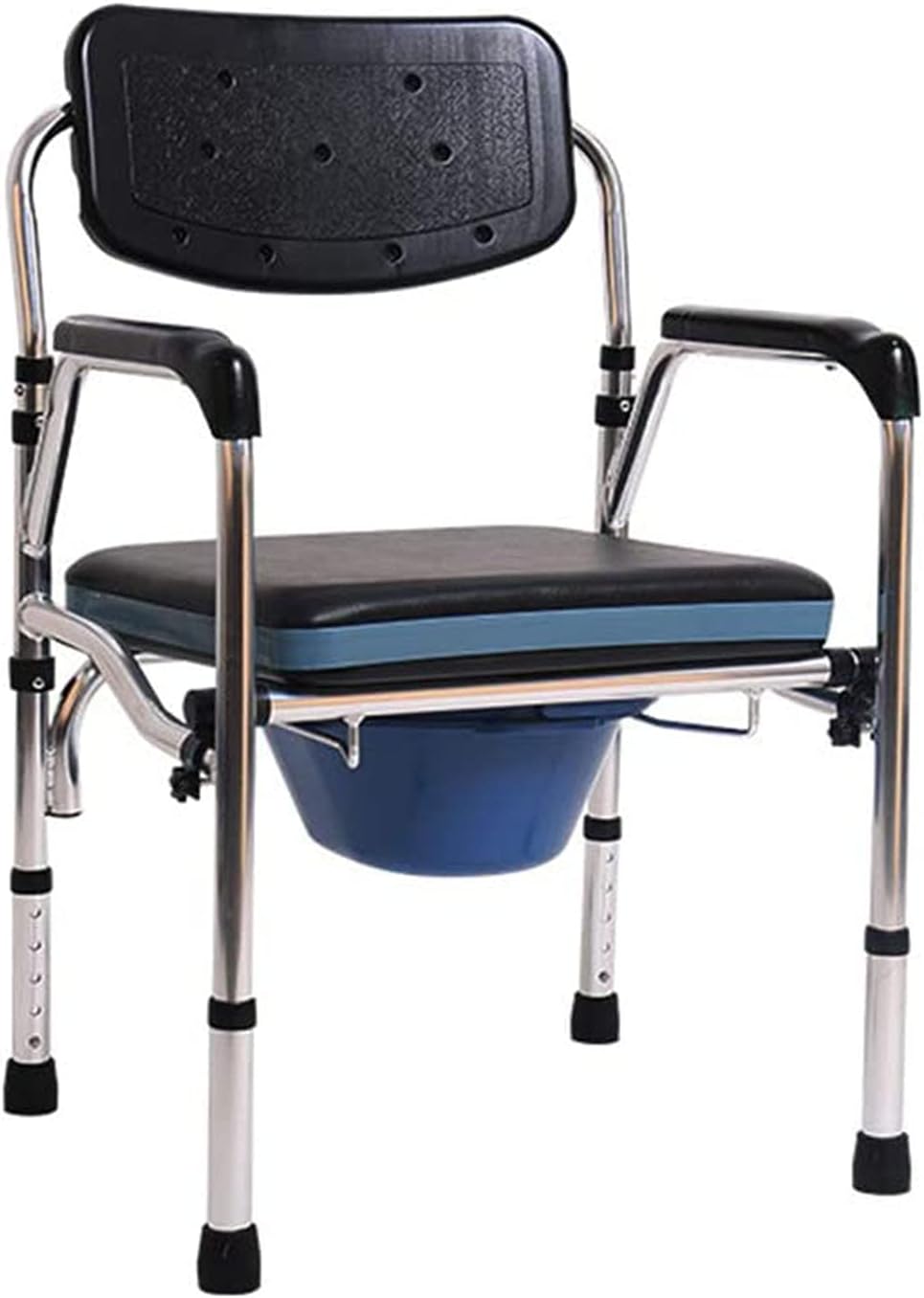 Commode Toilet Chair with Padded Cushion Portable Adjustable Height Bedside Commodes 3 in 1 Foldable Shower Bath Chair with Armrests and Backrest for Elder Disabled Pregnant Women