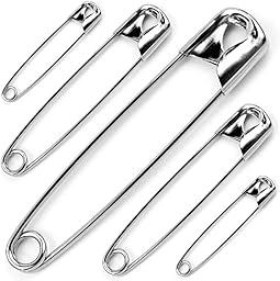 JKG® 50 x Épingles sûres tailles assorties - Small Medium Large Safety Pins for Clothes - Perfect for Arts Crafts Sewing Hemming Thé