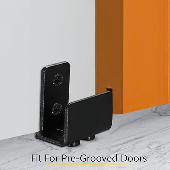 4 Pcs Sliding Barn Door Floor Guides, Adjustable Flush Sliding Door Guide, Sliding Barn Door Bottom Guide, Heavy Duty U Shape Sliding Barn Door Guide Wall Mount Lower Guide Roller Hardware Kit