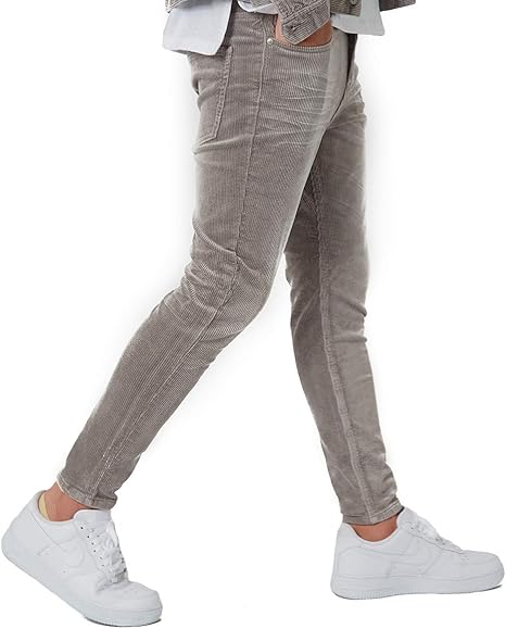 Amazon スキニーデニム メンズ コーデュロイパンツ 細身 スリム ストレッチ アンクル丈 シンプル 無地 セットアップ可 スキニーパンツ Improves グレー ｌ サイズ ロングパンツ 通販