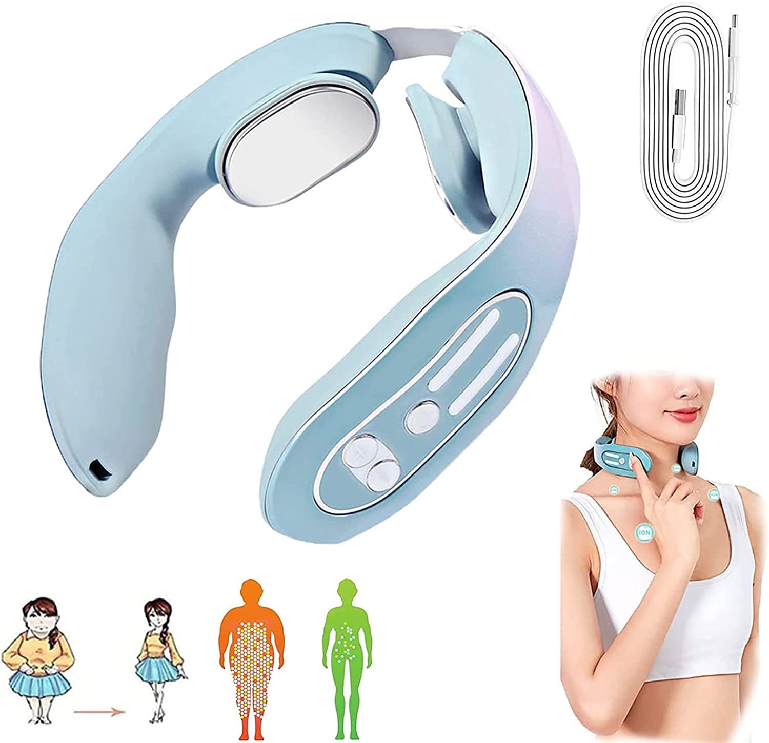 Upgrade EMS Neck Acupoints Lymphvity Massage Device, Electric Pulse Neck Massage for Pain Relief,Portable Neck Massager,Lymphatic Drainage Machine with 12 Modes
