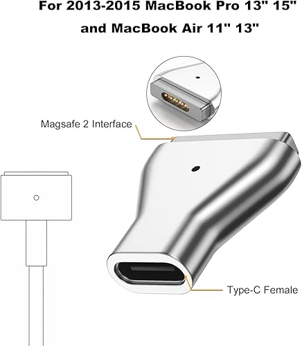 Miniatura 5 de Adaptador de corriente USB-C a MagSafe 2 de 100 W para MacBook Air de 11 pulgadas y 13 pulgadas con modelo A1435, A1465, A1466, MD223, MD224, MD231,