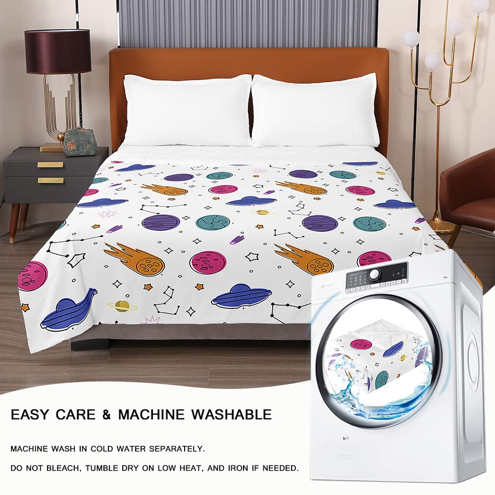 Copriletto Trapuntato 140x200cm Con Dinosauri - Microfibra Leggera Per Letto Singolo, Reversibile