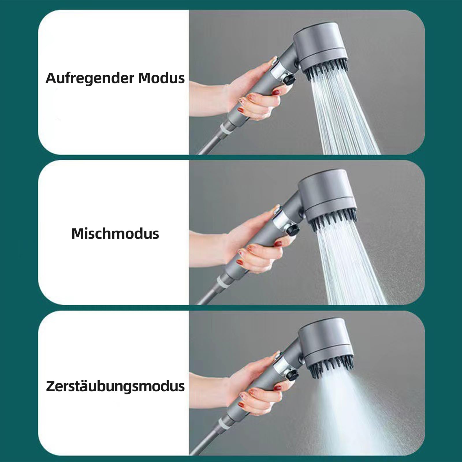 Alcachofa de ducha de alta presión con manguera de 1,5 m, 3 ajustes de pulverización, filtro en capas, diseño de cactus y función de parada para una experiencia de ducha refrescante