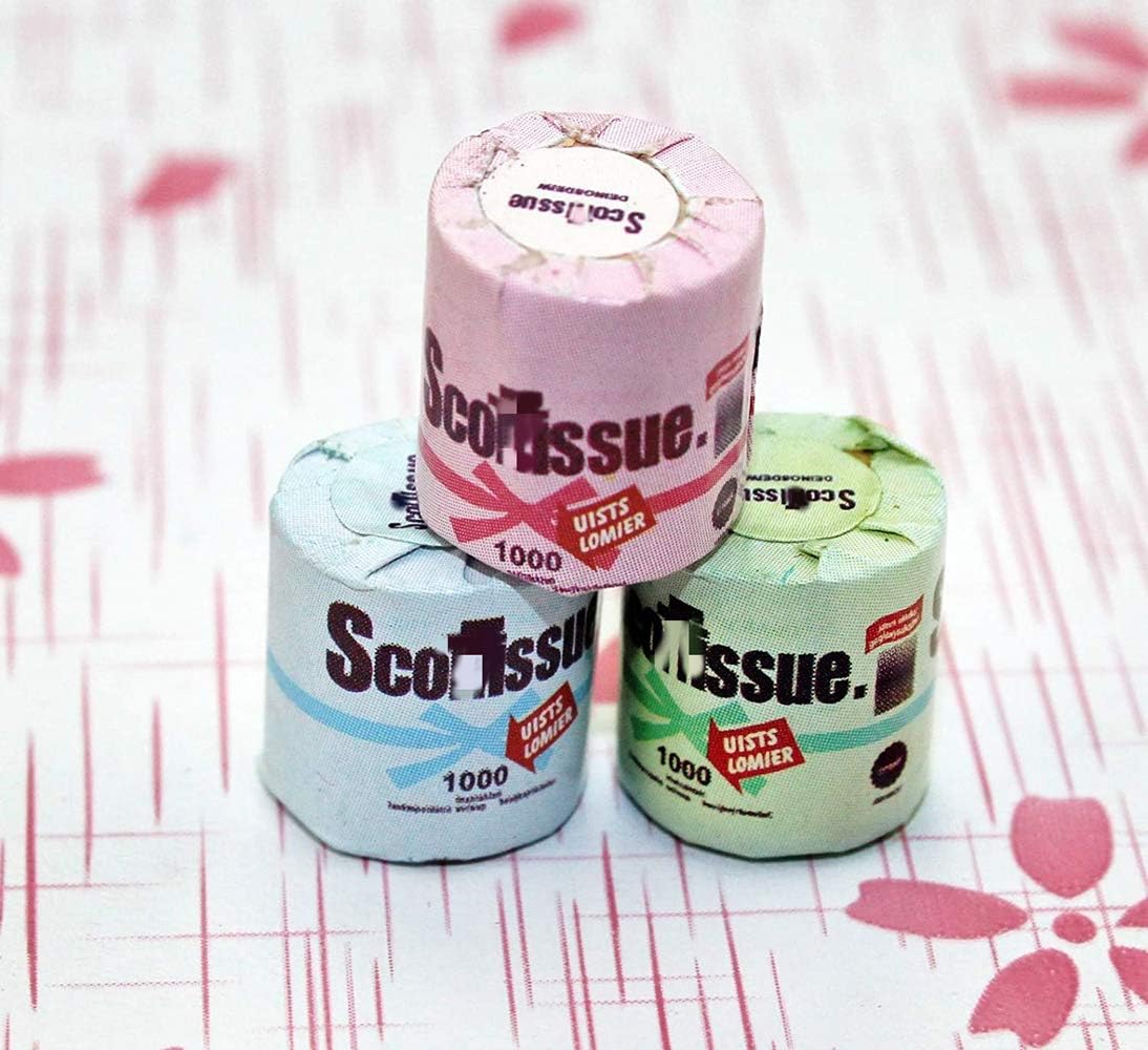 SXFSE Dollhouse Decoration Accessories, 1:12 Dollhouse Miniature Scene Model 3 PCS Paper Towels Set (3 PCS, 12x11 mm)