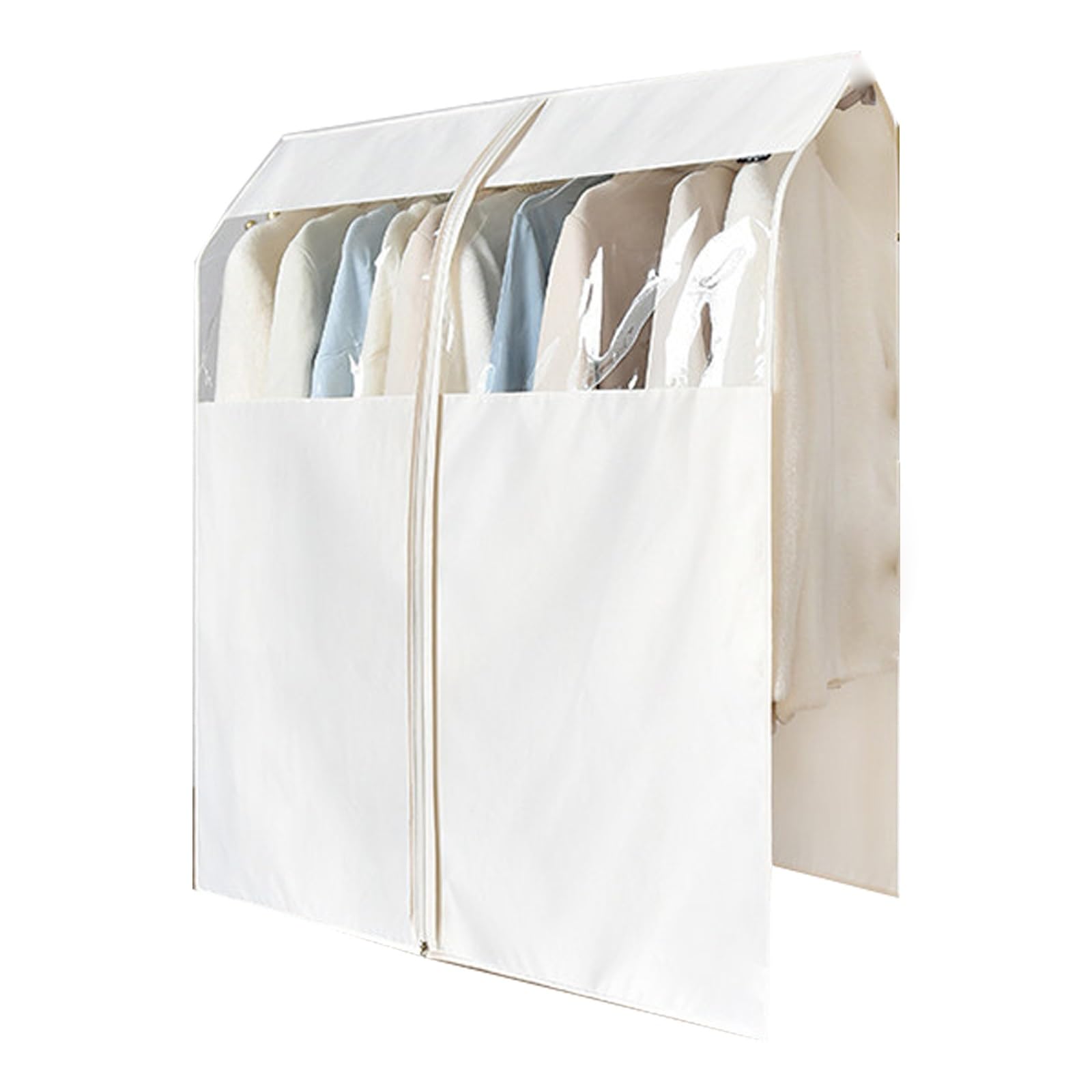 Funda Ropa Armario, Burro Ropa Funda con Ventana Transparente y Cremallera, para Camisas, Abrigos, Chaquetas(White,140 * 113CM/55 * 44.4IN)