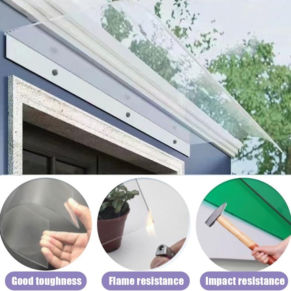 Marquise Abri Banne Entrée, Auvent De Porte Et Fenêtres Transparent | Invisible Toit De Terrasse Protection Contre La Pluie Et UV Couverture Pour Fenêtre Garage(40x190cm/16"x75")