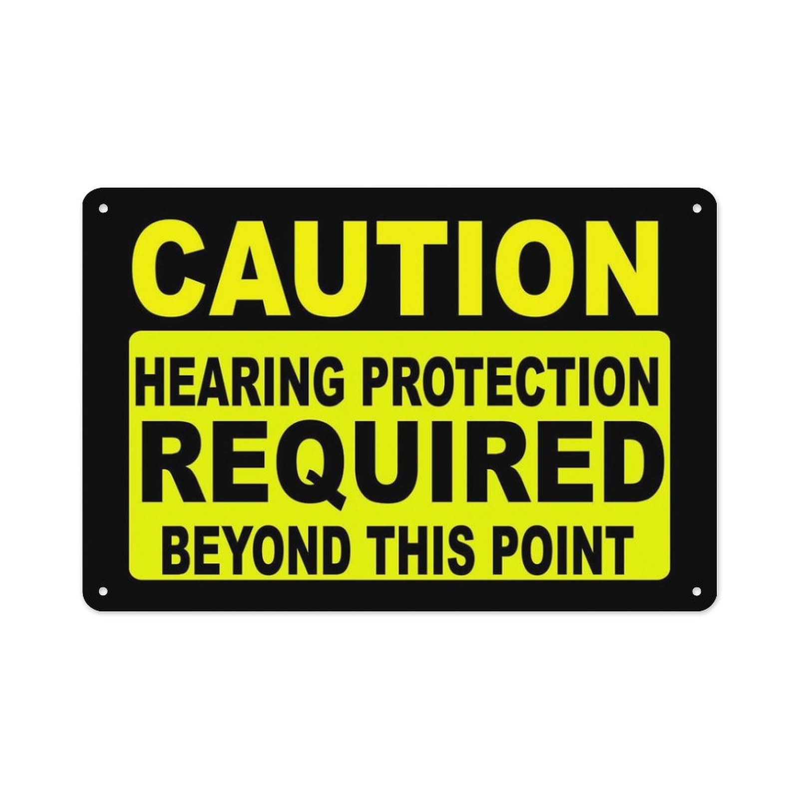 Peiyeety A01 Caution Hearing Protection Required Beyond Point Sign Aluminum Tin Warning Signs For Home Outdoor Garden 12X16 Inches
