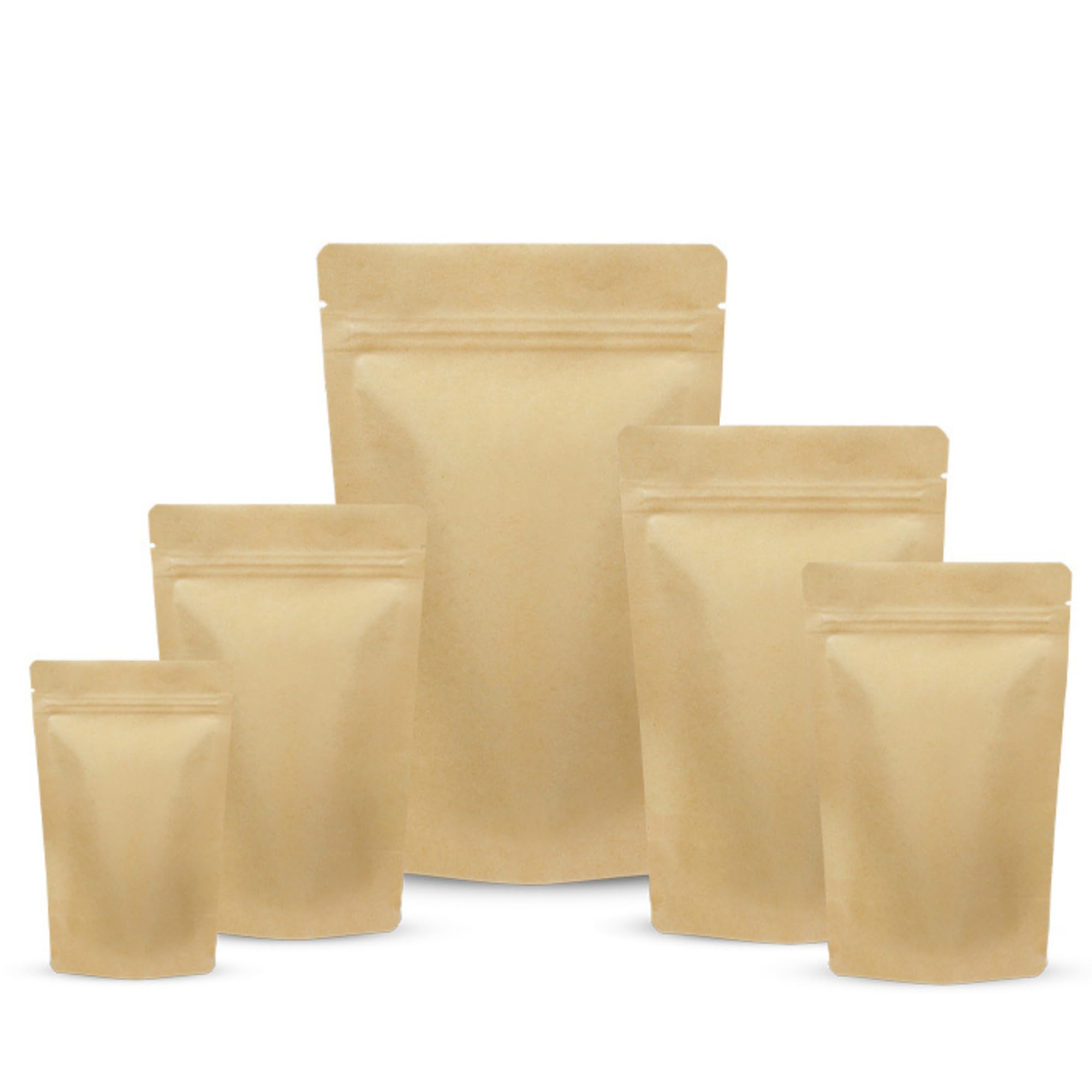 100pcs Kraft Bags, Kraft Sealable Pouches Resealable Bags Ziplock, Sealable Brown Bags Reusable Mylar Baggies Heat Seal Packaging Bags for Food Storage (Kraft Paper, 13x21cm)