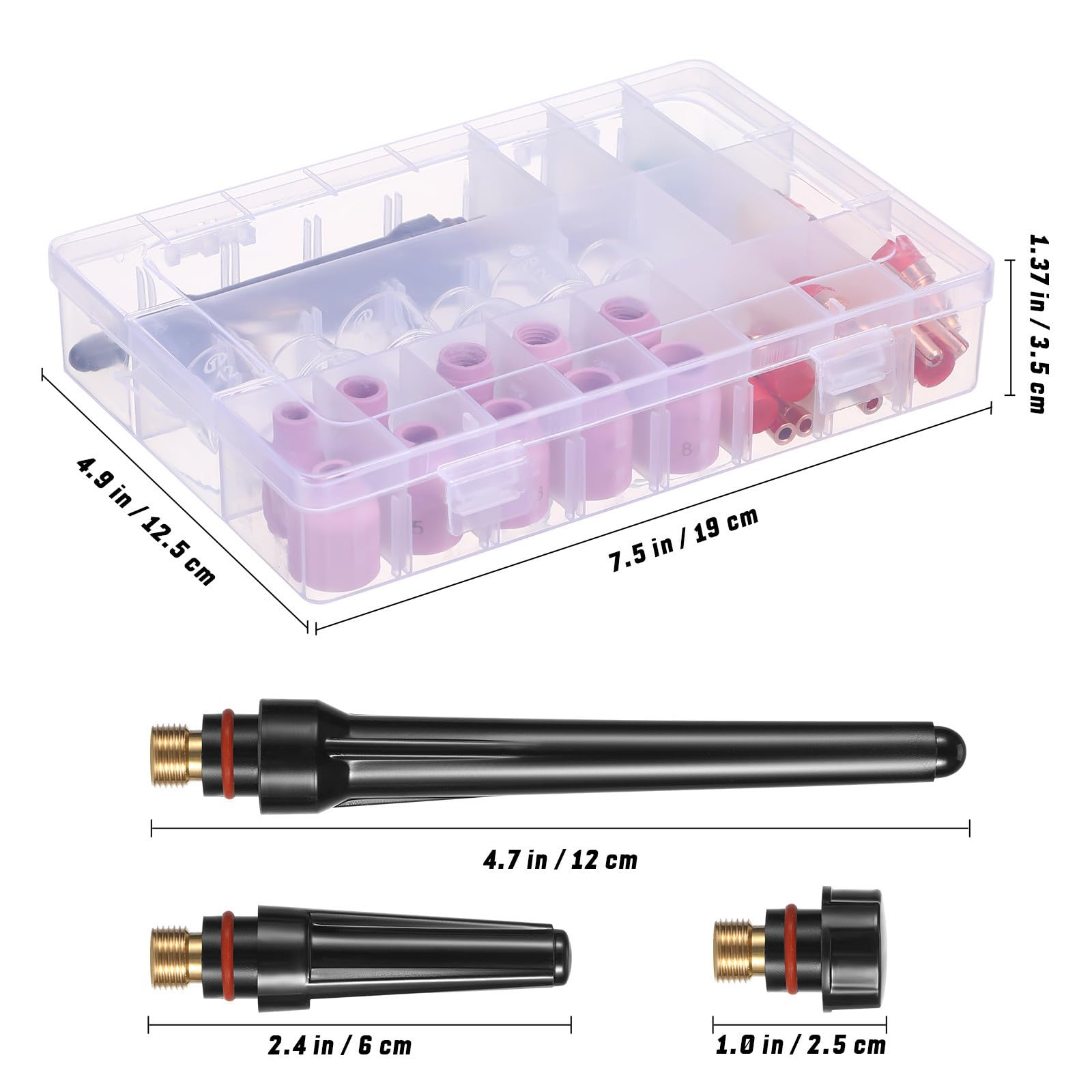 TOYANDONA Kit de Accesorios de Soldadura Tig Juntas de Copa y Pinzas para Antorcha, Fabricado en Acero Inoxidable y Plástico, Ligero y Preciso para Proyectos de Soldadura