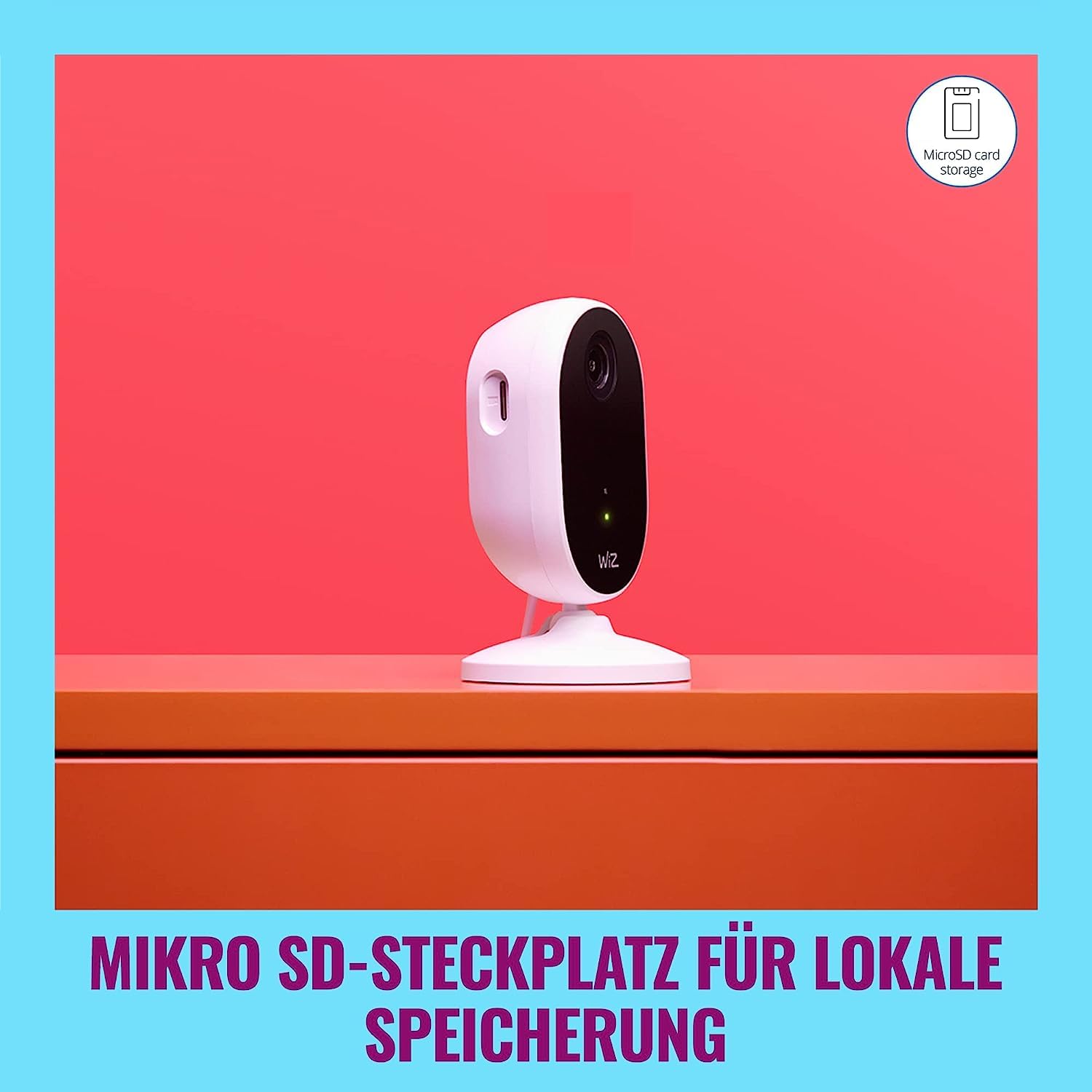 WiZ Indoor Kamera, Sicherheitskamera mit Nachtsicht, Audio, Bewegungs- und Geräuscherkennung, smarte Steuerung über WLAN per Stimme/App, weiß