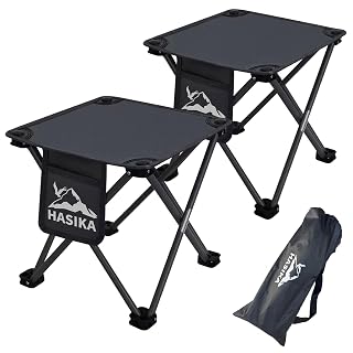 HASIKA Collapsible Stool Foot Rest 2 Pack Folding Stool Portable Outdoor Ottoman 400lbs Strong Support Camping Stool for Travel Gardening Fishing Hiking BBQ - Amazon product rated Grade A