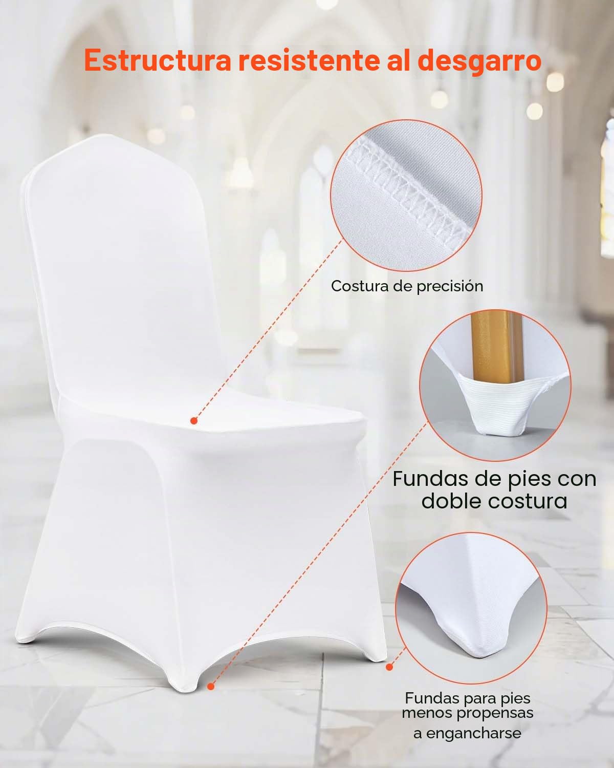 VEVOR Fundas Plegables de Elastano elástico para sillas, Fundas Protectoras universales Ajustables y extraíbles para Bodas, Vacaciones, Banquetes, Fiestas, Celebraciones, cenas (100 Unidades, Color