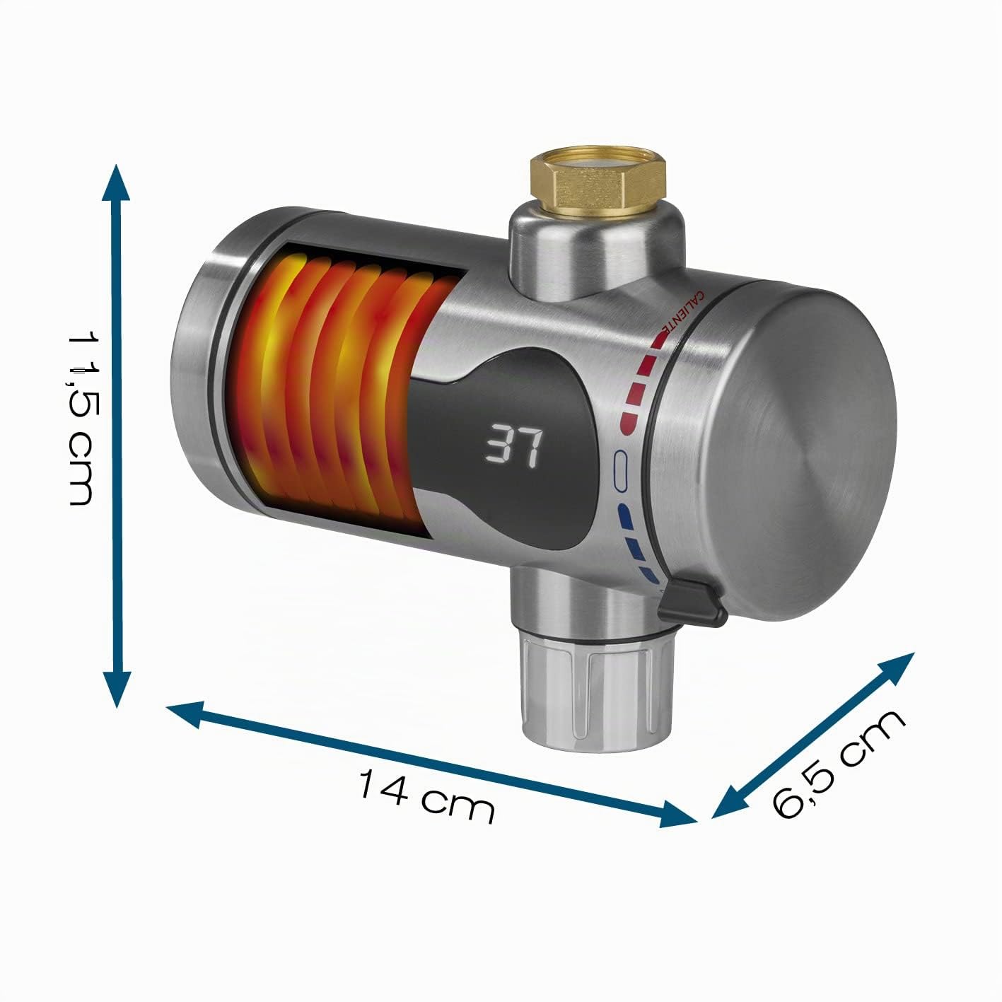 Hoberg Calentador eléctrico de agua instantáneo | Calentamiento rápido | Con indicador de temperatura | Para interior y exterior | Sin depósito de agua [máx. 3600 W]