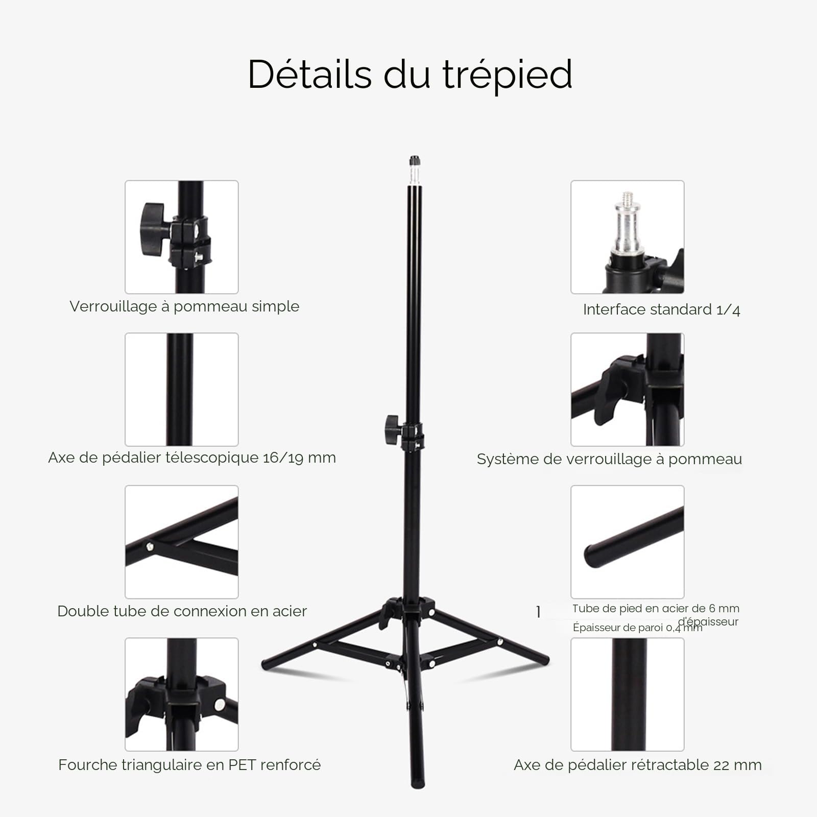 Docooler Trépied universel pour projecteur, support extensible, support portable en alliage d'aluminium, interface de 1/4", hauteur réglable pour projecteur LCD