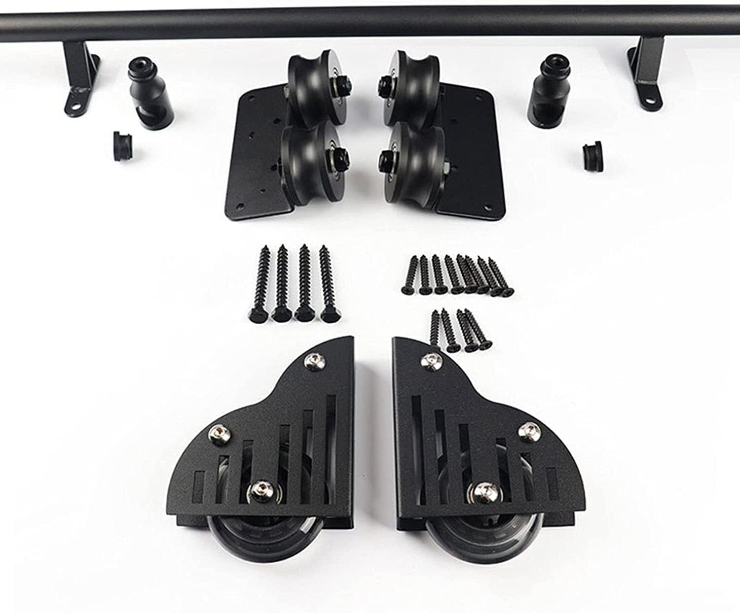 DFGHNBVC Steel Round Tube Sliding Barn Door Hardware Kit Rolling Ladder Library Track For Mobile Ladder,20Ft/600Cm Track Kit