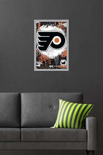 Vista 87 de Trends International NHL Philadelphia Flyers - Póster de pared Maximalist Logo 23, 14.72 x 22.37 pulgadas, versión enmarcada en bronce Versión