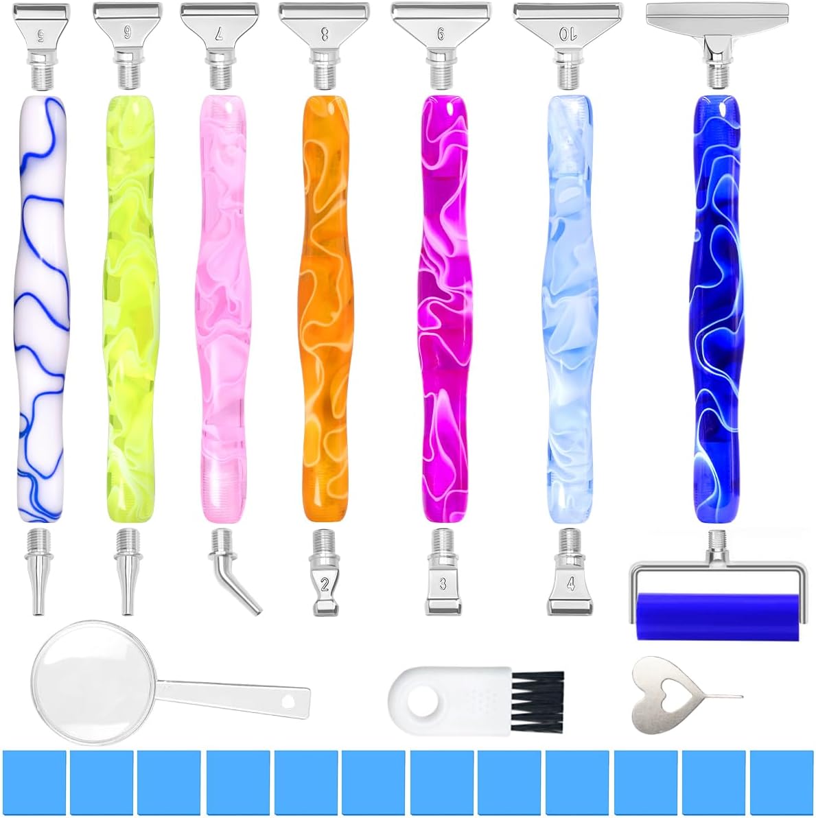 Praise V Do 5D Diamond Painting Bead Dot Art Drill Ergonomic Pen Kit with Screw Stainless Steel Silver Metal Tip Nibs Placers Roller Tool Accessories for Diamond Paint 7Colors
