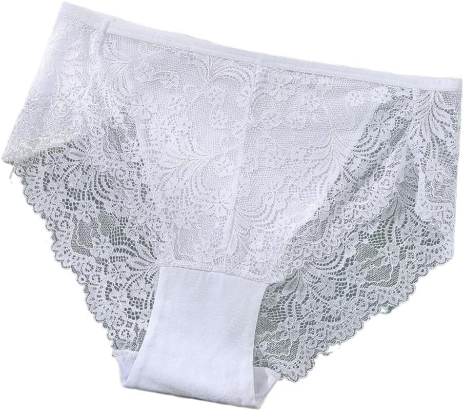 Womens Plus Size Lace Triangle Underwear High Waist Seamless Breathable Comfortable Panties