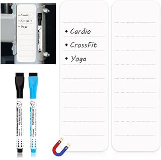 2 Pcs Dry Erase Fitness Tracker Board Squat Rack Magnetic Whiteboard Workout Tracker Board Workout Calendar Dry Erase with 2 Magnetic Dry Erase Marker Fine Tip Black Blue Grocery List for Home Gym 8.5" x 2.75"