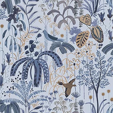Tempaper Blue Willow Removable Peel and Stick Floral Wallpaper, 20.5 in X 16.5 ft, Made in The USA Cover