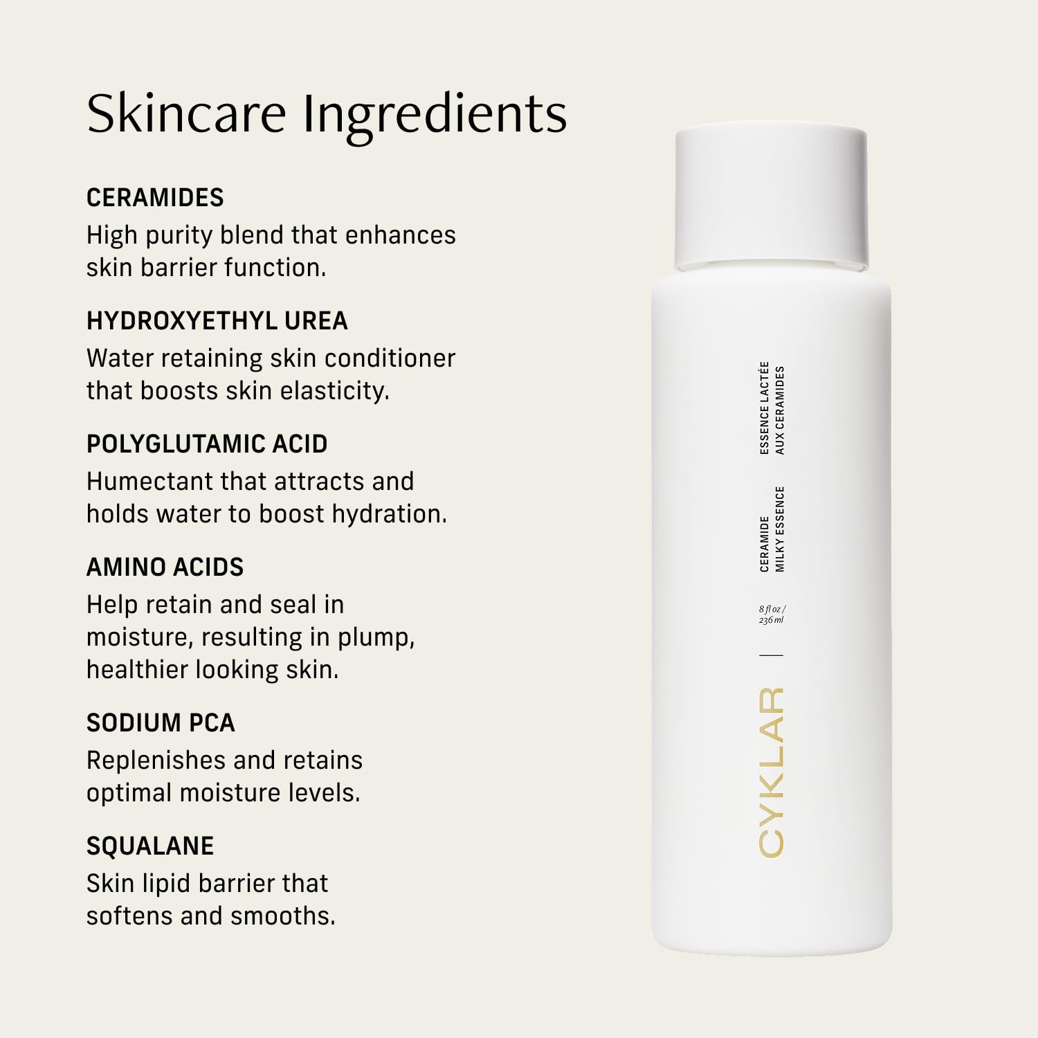 CYKLAR Ceramide Milky Essence – Unscented Body Lotion for Dry, Sensitive Skin – Lightweight Hydrating Ceramide Moisturizer for Skin Barrier with Polyglutamic Acid & Hydroxyethyl Urea - 8 fl oz - Image 6