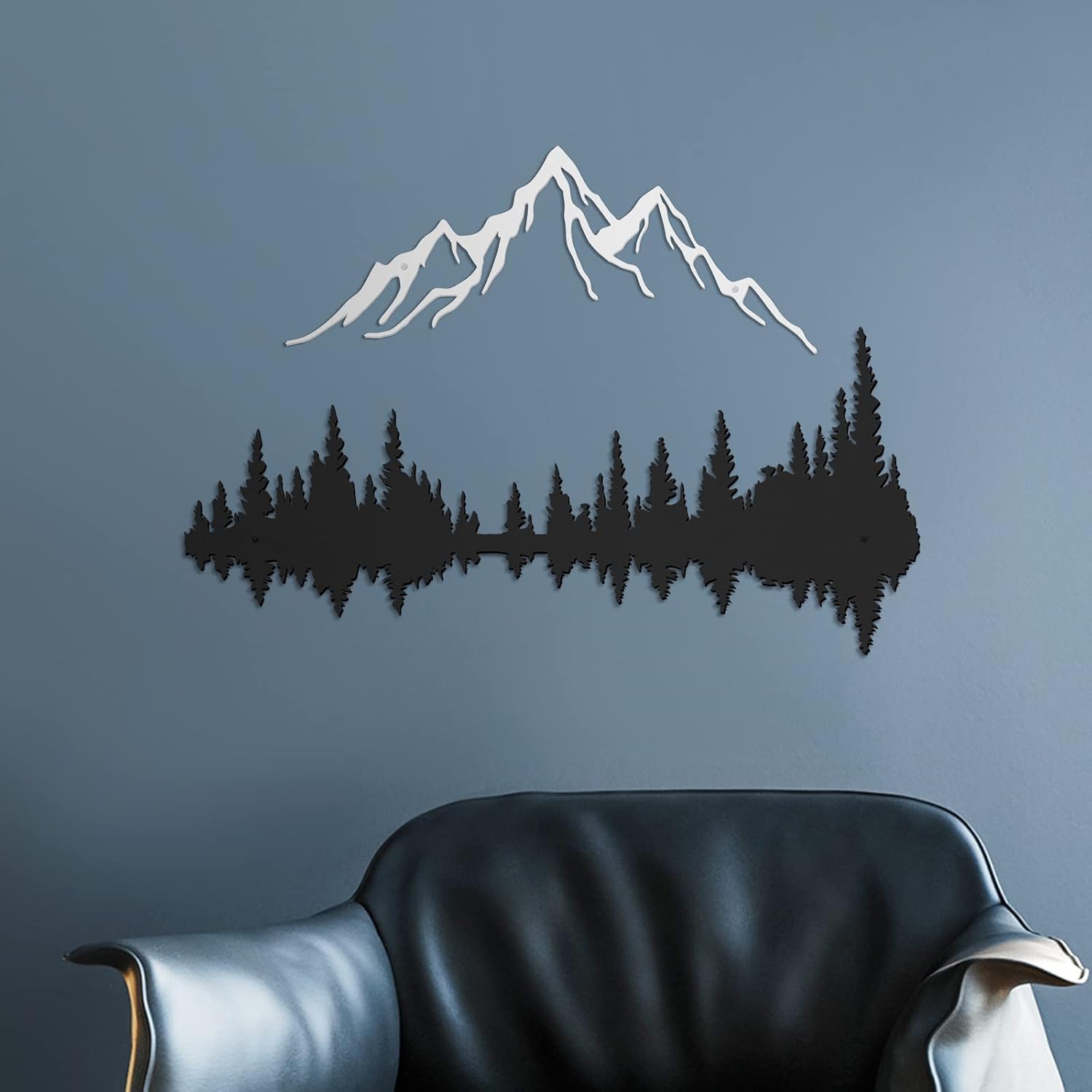 Therwen 2 Pcs Mountain and Forest Metal Wall Art Decor Metal Mountain