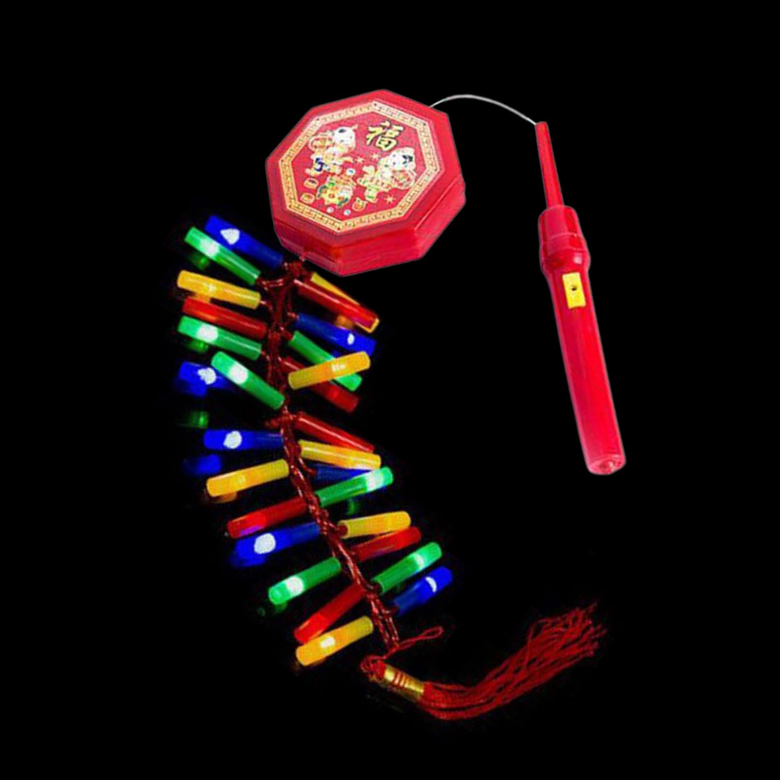 Spring Festival Decorations - Electronic Firework Handheld Firecracker Decorations with Sound | Red Firecracker, Chinese New Year for Home Door Holiday