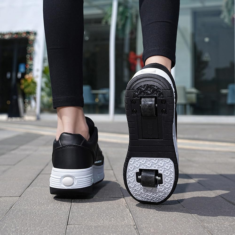 Hixingo Zapatillas con Ruedas Niño Niña, Zapatos con Dos Ruedas para Niñas 2 en 1 Zapatillas Patines Zapatillas Ruedas Niño, Zapatos Patines Calzado de Skateboarding Multifuncionales