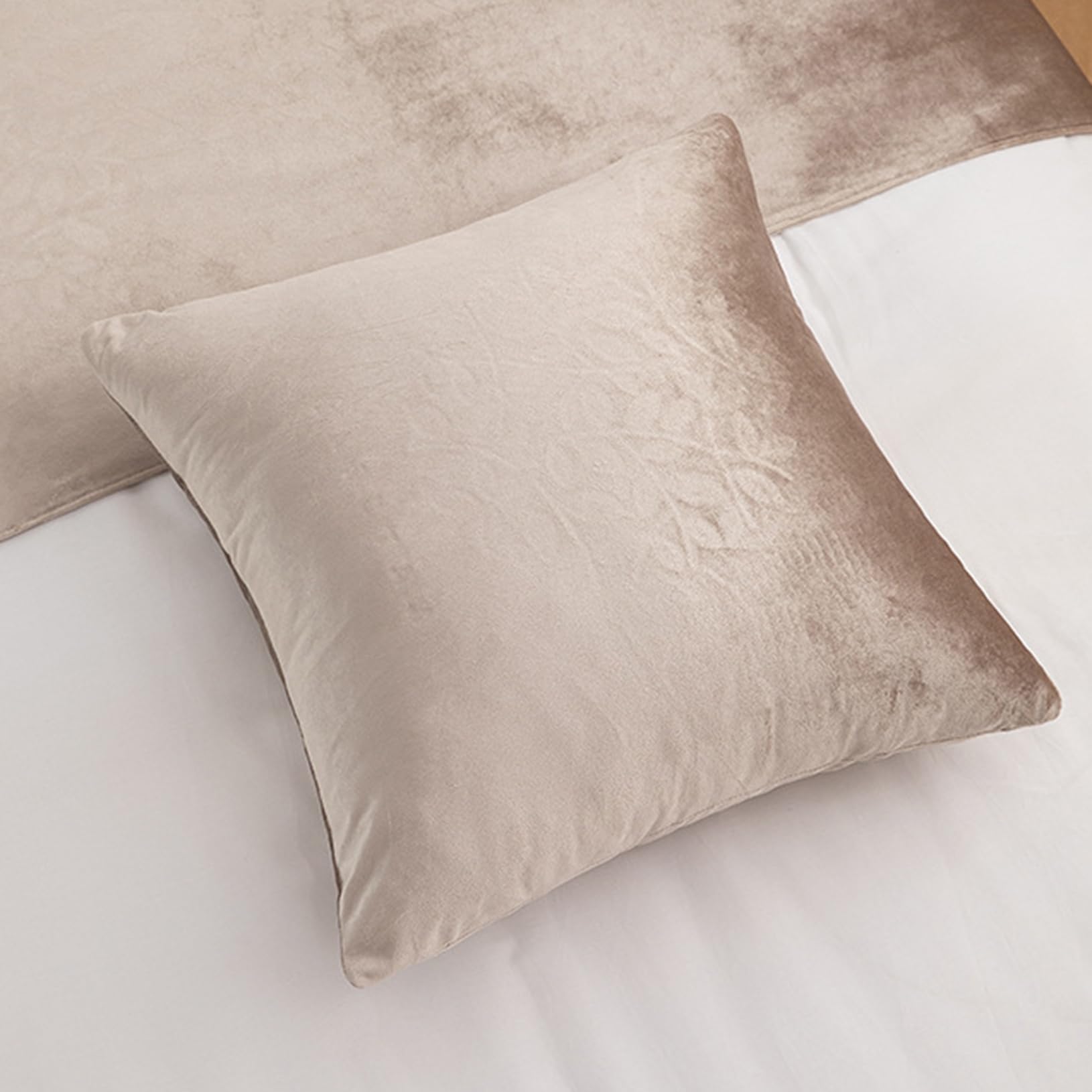 TTiiLoe Velvet Cushion Cover with Core, Pillow Polyester Car Seat Cushion for Sofa Chair Bed Couch, Beige, 45 * 45cm