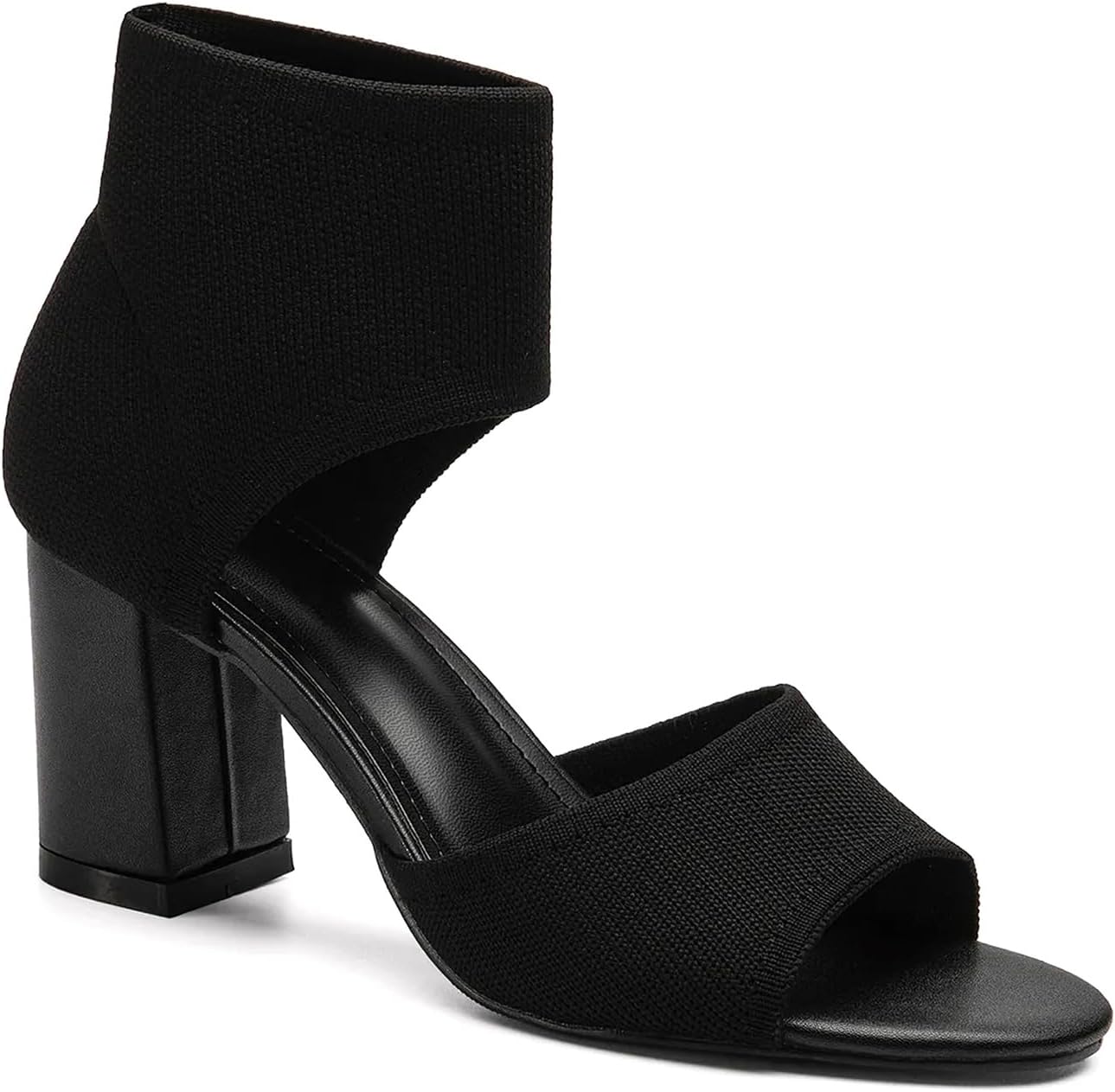 Women's Peep Toe Boot Sandals - Knit Chunky Block Heels for Weddings & Parties - Elegant Evening Dress Shoes