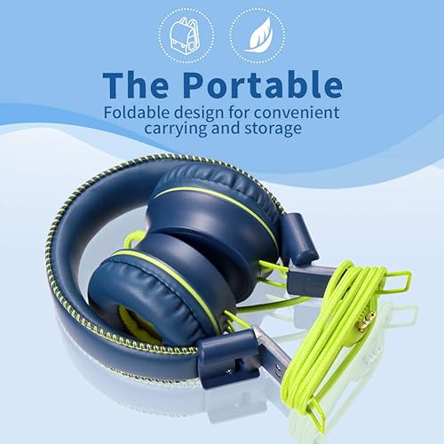 Miniatura 4 de M2 - Auriculares con cable para niños, plegables, ajustables, estéreo, no se enreda, cable jack de  pulgadas para auriculares, para niños y niñas,
