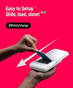 Liene Pearl K100 2x3 Photo Printer, Mini Instant Portable Color Picture Printer Bundle 50 Zink Adhesive Paper, Bluetooth 5.2 Compatible w/iOS & Android Small Phone Sticker for iPhone Smartphone White