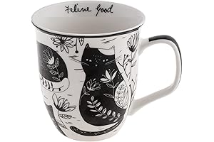 Karma Gifts Black and White Boho Ceramic Coffee Mug - Adorable Cat Motif