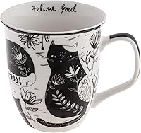 Vista 17 de Karma Gifts - Taza bohemia de 16 onzas, color blanco y negro, diseño de sirena, bonita taza de café y té, tazas de café de cerámica para mujeres