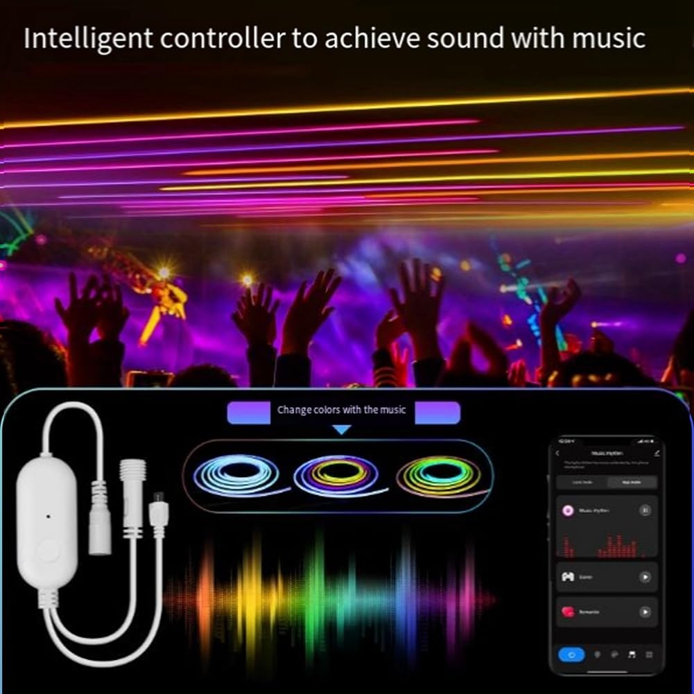 WiFi Graffiti Neon LED Strip Lights App Timing Color Tuning 1600MP Put Security RGB Color Rope Lights con enchufe UE