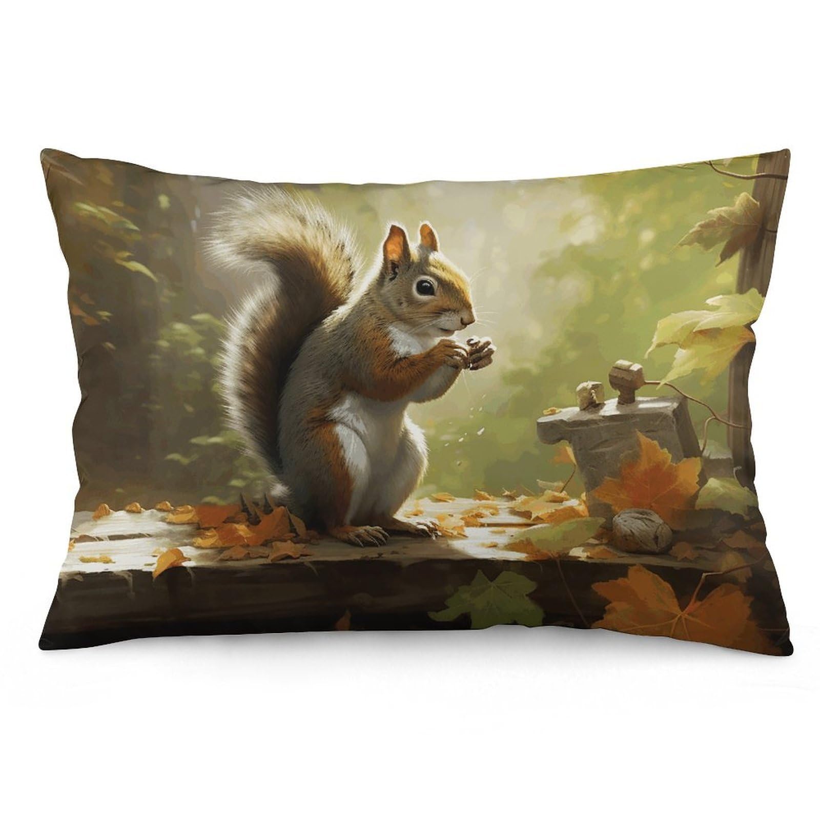 NTVOWPZO 2 Pack Decoration Throw Pillow Covers 16 "x24 Pillowcases Covers Squirrel Eats Nuts Pillowcases Modern Farmhouse Home Decor Sofa Cushions Covers for Couch Bed Living Room