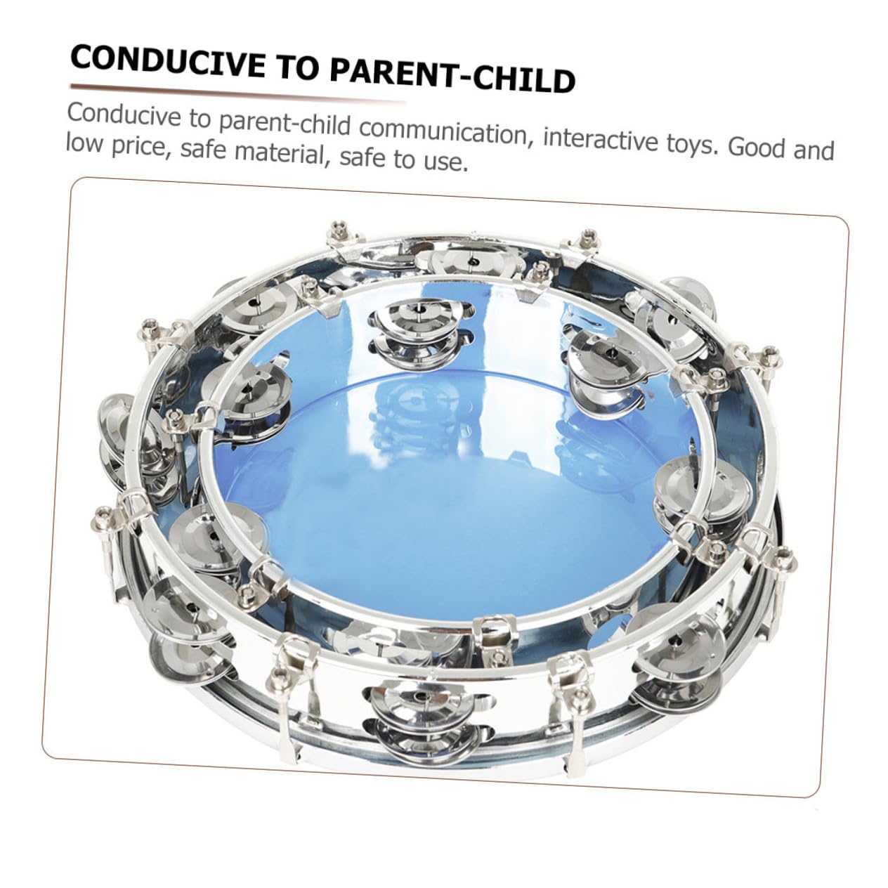 Instrumento de Percusión con Doble Hilera Pandereta de Mano de 8 Pulgadas Aro de Metal y Cuerpo ABS Adecuado para Estimular Interés Musical y Concentración en Niños